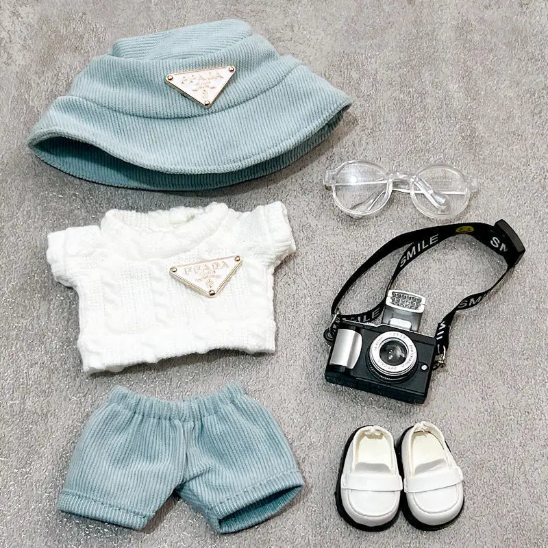 For Labubu first and second generation baby clothes labubu triangle sweater overalls hat set can be worn for sitting parties