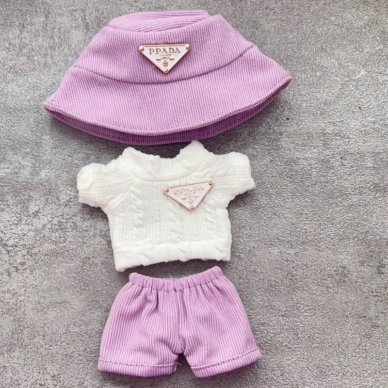 For Labubu first and second generation baby clothes labubu triangle sweater overalls hat set can be worn for sitting parties