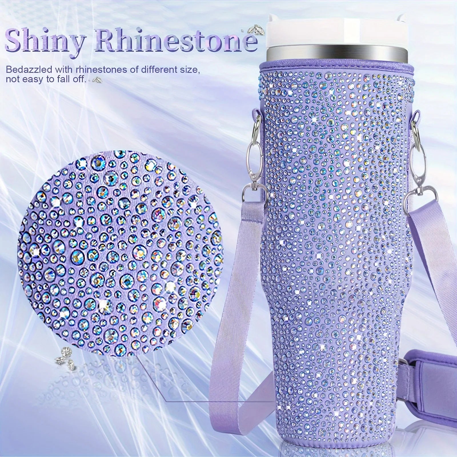 40oz Diamond-Encrusted Cup Sleeve,Stanley Rhinestone Cup Holder,Insulated Bottle Cover, Diving Material Water Bottle Bag