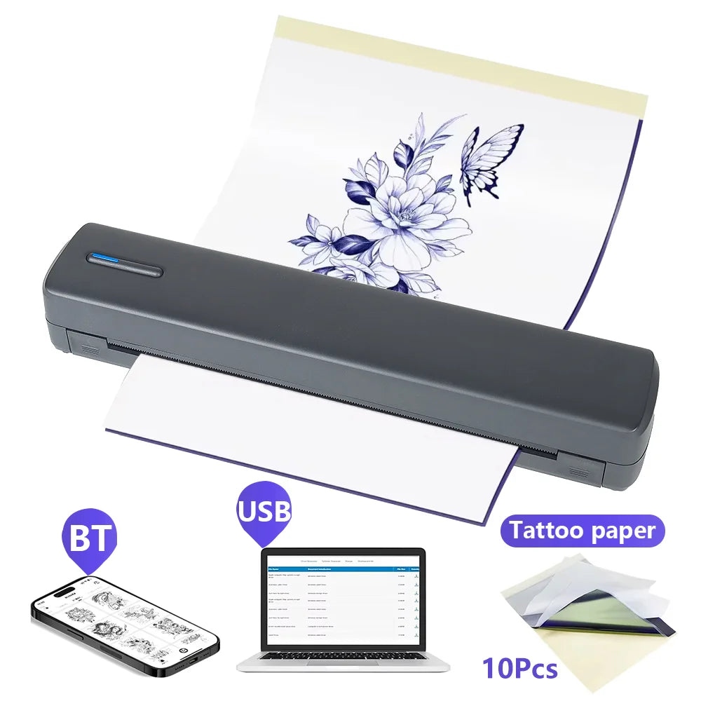 C80 Wireless Tattoo Stencil Printer,Portable A4 Thermal Printer Kit for Tattoo Artists,Compatible with Phone,iPad & PC