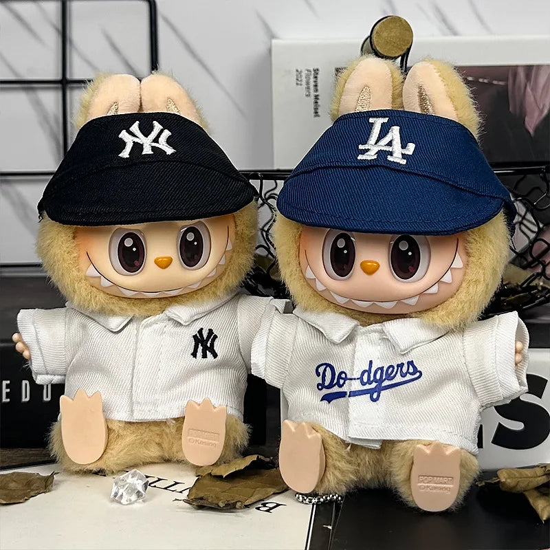 For 17cm Labubu Clothing Set Baseball jersey Catcher gloves Baseball bat Hat V1 V2 V3 Labubu Clothes Doll Accessories Toys
