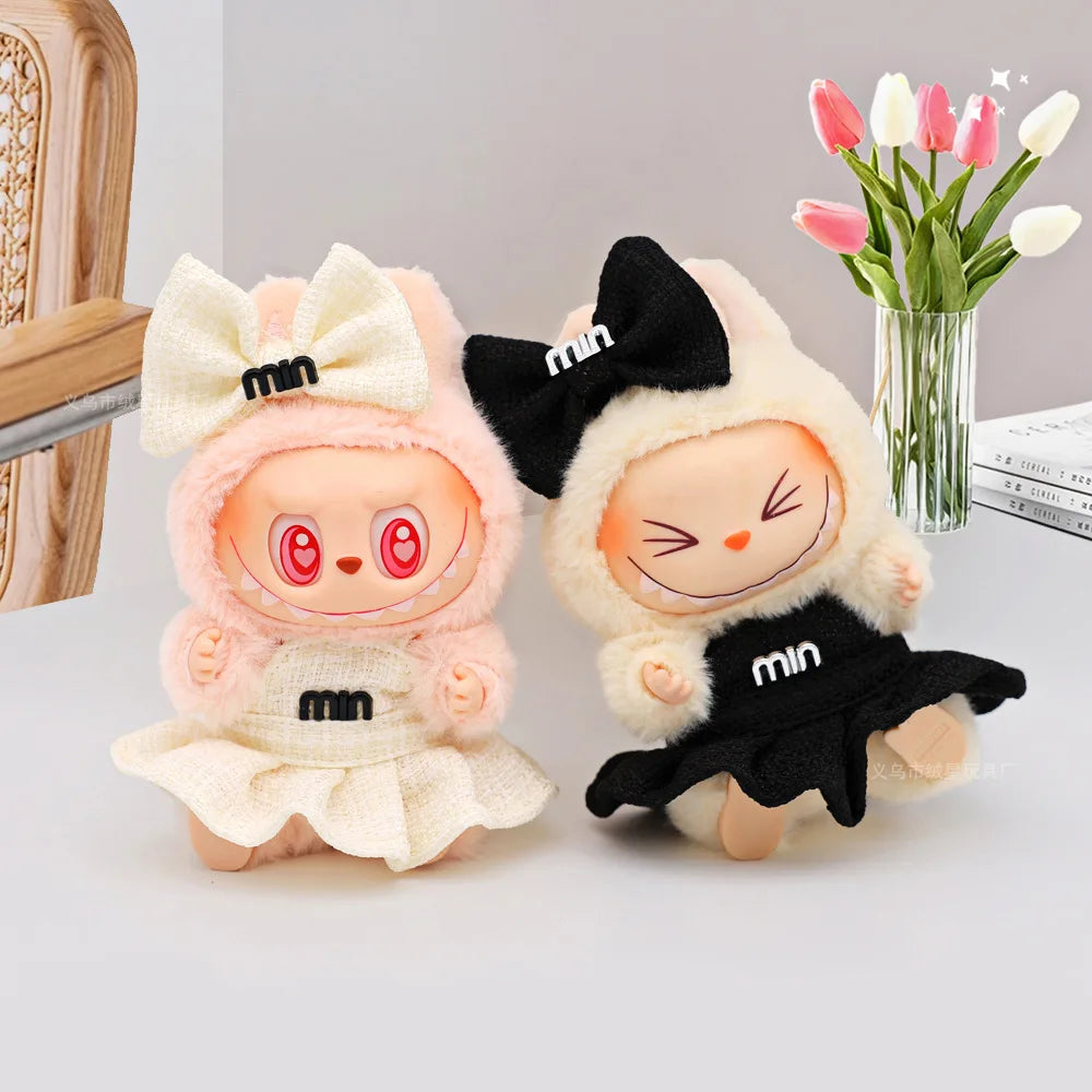 Mini Labubu Clothes Luxury Dress Bow Strap Pants Set 3.0 Labubu clothing outfit Glasses Shoes Doll Accessories For 15/17cm