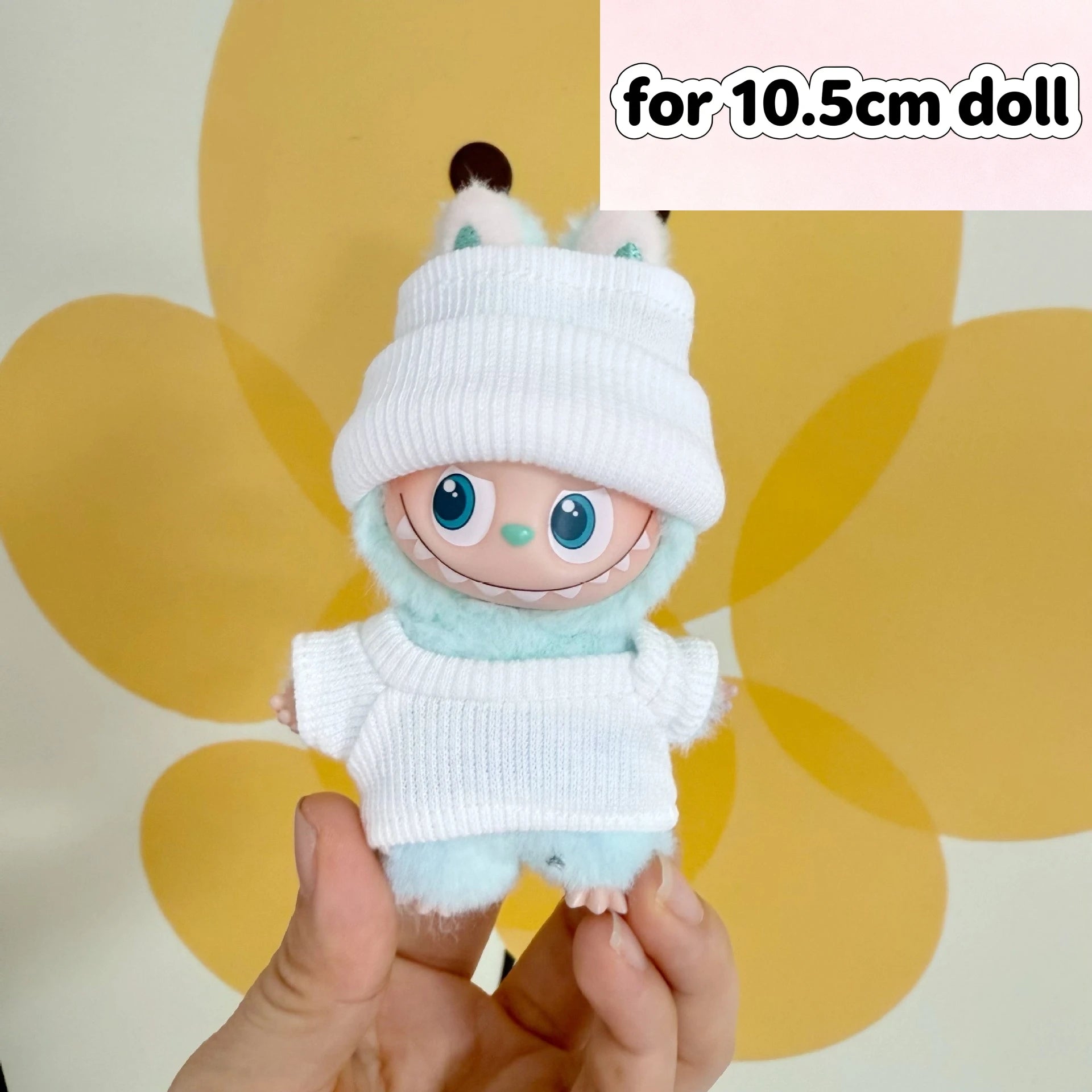 For 17cm/10.5cm Labubu 4.0/3.0 Accessories Doll Clothes Heartbeat Long Eared Furry Rabbit Costume Cartoon Dress Up Labubu Outfit