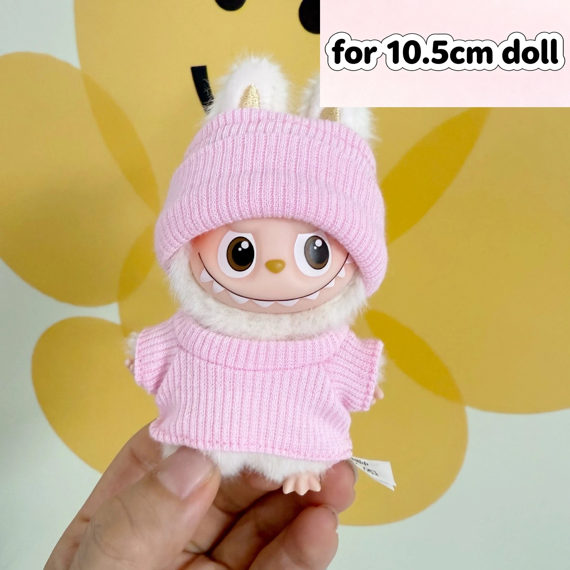 For 17cm/10.5cm Labubu 4.0/3.0 Accessories Doll Clothes Heartbeat Long Eared Furry Rabbit Costume Cartoon Dress Up Labubu Outfit