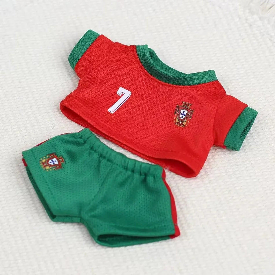 17cm Labubu Football Size 10 Clothing V1V2 V3 Labubu Doll Size 7 Vinyl Pendant Doll Clothing DIY Sportswear Boy Gift Toy
