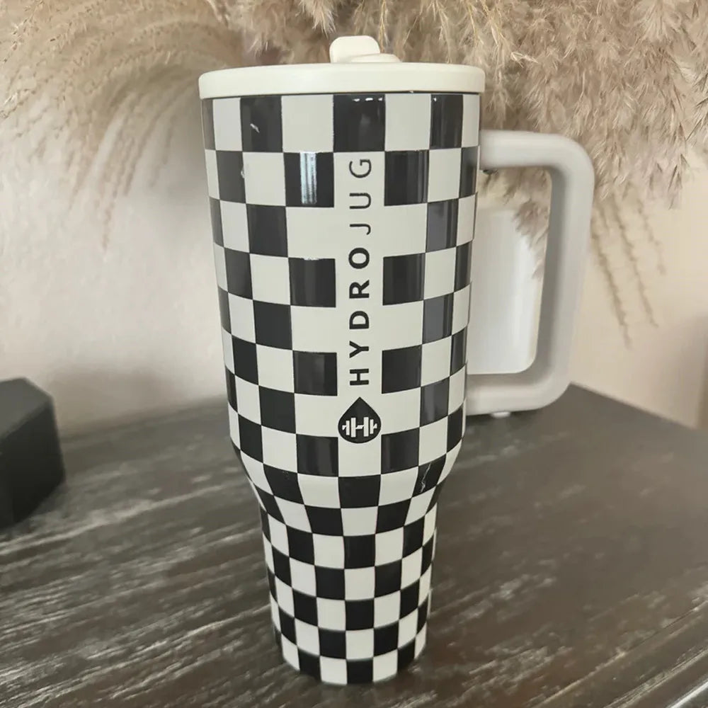 32 40 OZ Iced Coffee Cup Tumbler with Handle Traveler Straw Lid Stainless Steel Vacuum Insulated Car Mug Thermal Bottle Flask