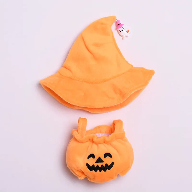 17cm Labubu Clothes Blind Box Universal Sitting Standing Plush Doll Accessories Labubu Designer Clothes Pumpkin costume set