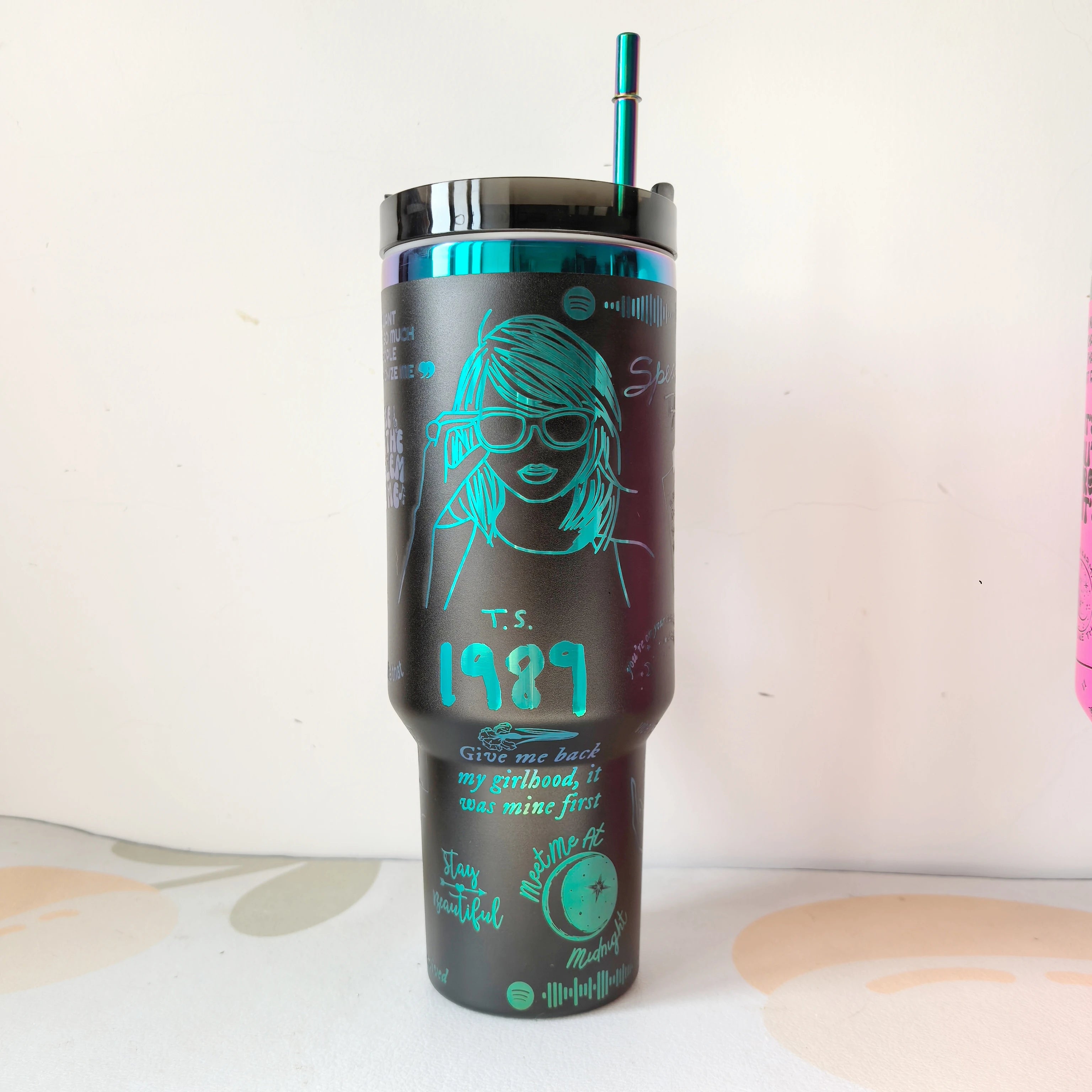 40oz Diamond Thermos Cup with Handle 304 Stainless Steel Vacuum Coffee Insulated Bottle Portable Car Flasks