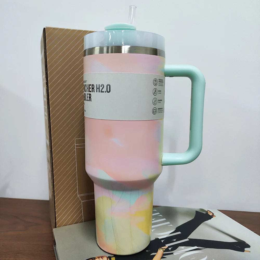 40oz lidar with stainless steel straw lid vacuum insulated car mug double wall thermal travel cup for cold beverages