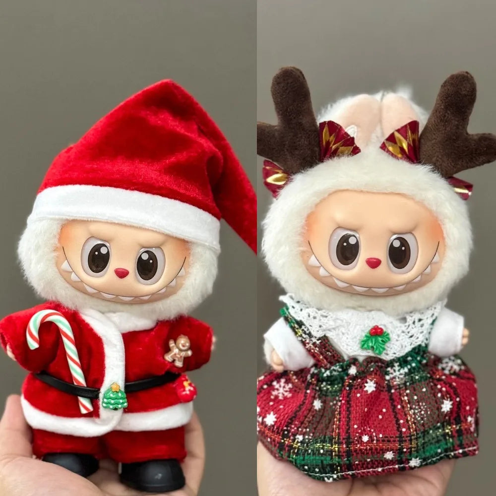 For Labubu Clothes: Christmas Deer Set (Red Festive Outfit) for V1/V2/V3/V4 - Labubu Pin For Love Outfit