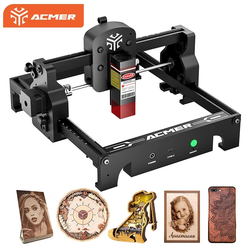 ACMER S1 2.5W 3.5W Mini Portable Laser Engraver DIY Laser Cut Engraving Machine Engrave Logo Wood Painted Acrylic Glass Leather