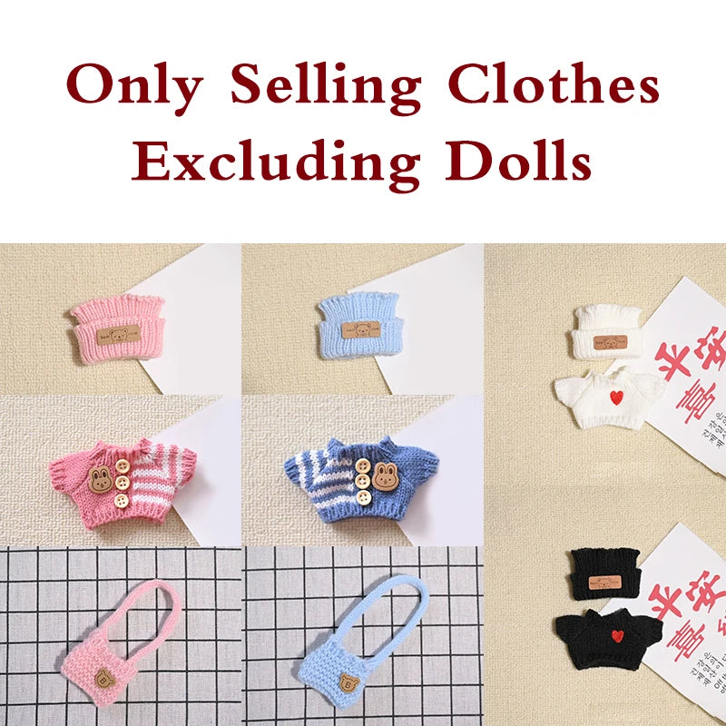 Doll clothes for Labubu Outfit V1 V2 V3 17cm Dolls Sitting Accessories Glasses Clothing Designer Kids Gift Sweater Hat Bag Set