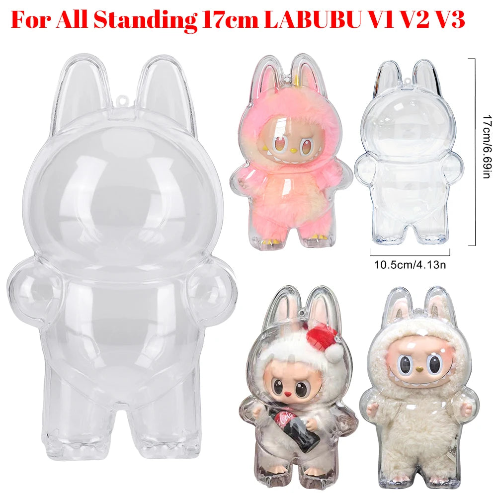 1PC Transparent Protective Cover For LABUBU Coca Cola Happy Factor  Dustproof Cover Storage Box Backpack Hanging Decor (No Doll)