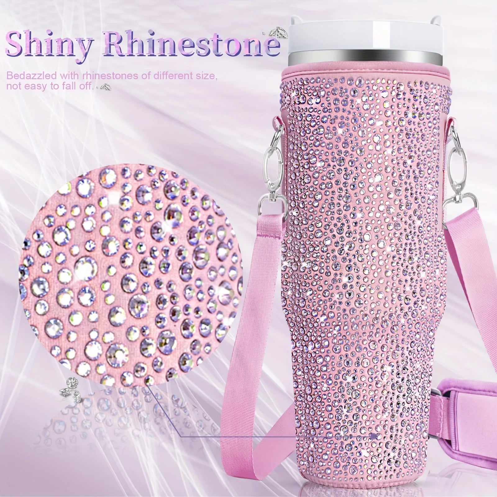 40oz Diamond-Encrusted Cup Sleeve,Stanley Rhinestone Cup Holder,Insulated Bottle Cover, Diving Material Water Bottle Bag