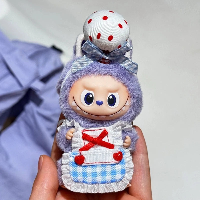 For 10cm Mini Labubu Clothing Set Restaurant Workwear 4.0 Labubu Clothes outfit Headwear Bib Doll Accessories Toys Gifts