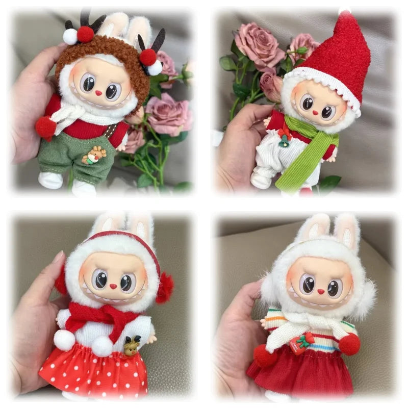 For 17cm Labubu Doll Christmas & Halloween Bundle Santa Suit Pumpkin Costume Seasonal Gift Set Ropa Labubu Accessory
