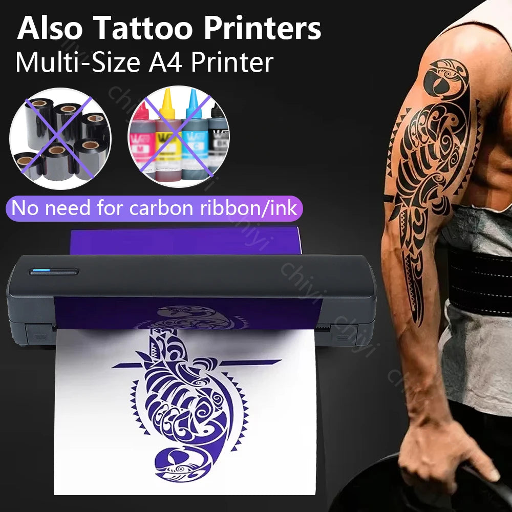 C80 Wireless Tattoo Stencil Printer,Portable A4 Thermal Printer Kit for Tattoo Artists,Compatible with Phone,iPad & PC