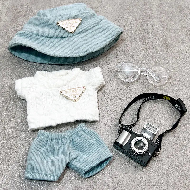 For Labubu first and second generation baby clothes labubu triangle sweater overalls hat set can be worn for sitting parties