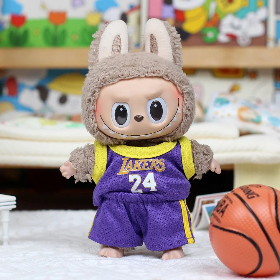 17cm Labubu Football Size 10 Clothing V1V2 V3 Labubu Doll Size 7 Vinyl Pendant Doll Clothing DIY Sportswear Boy Gift Toy