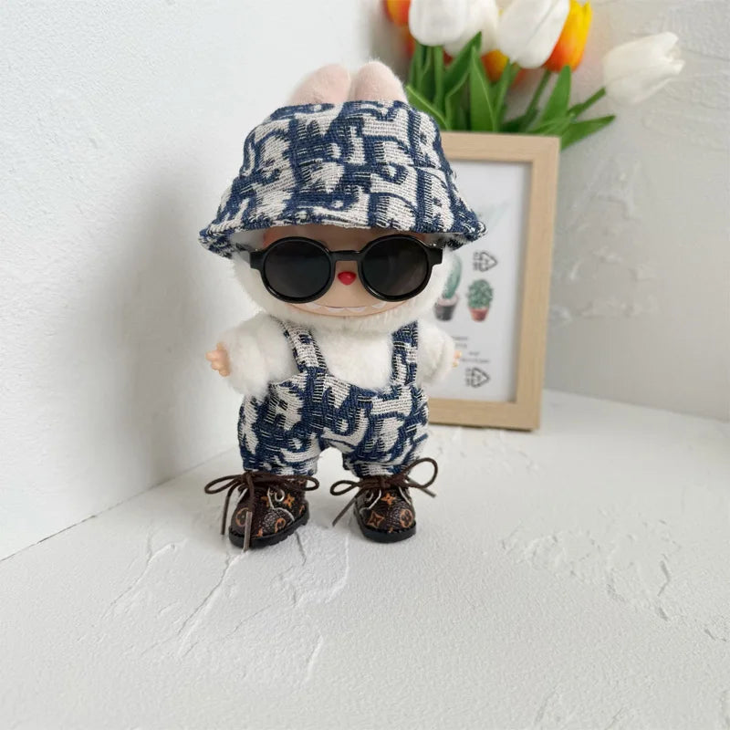 Mini Labubu Clothes Luxury Dress Bow Strap Pants Set 3.0 Labubu clothing outfit Glasses Shoes Doll Accessories For 15/17cm