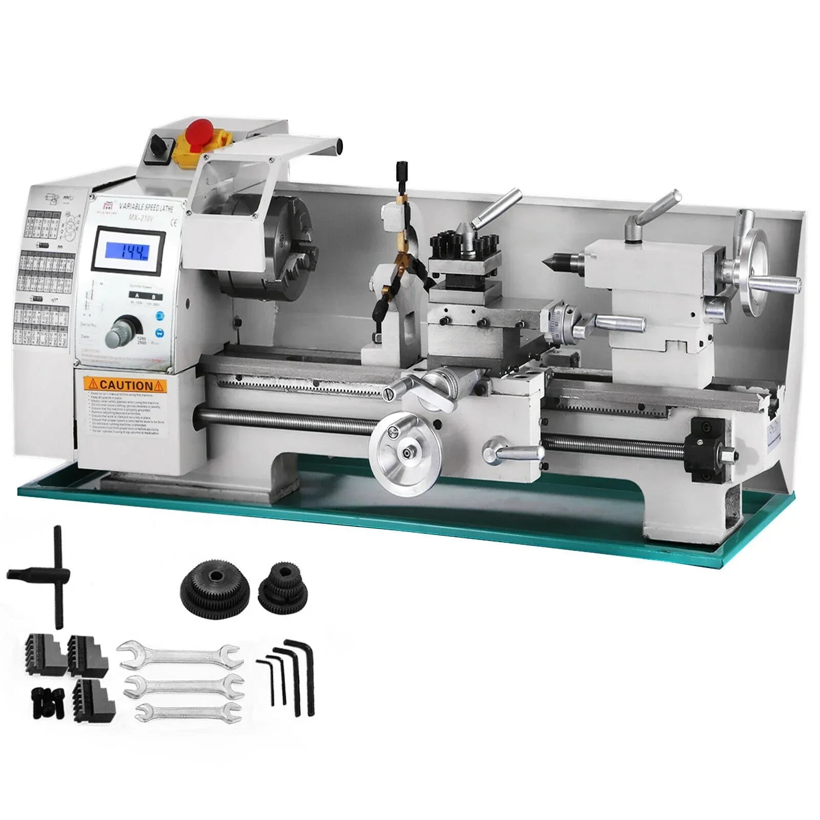 VEVOR Mini Metal Lathe Machine 550W-1100W Variable Speed Large Swing Range for Making Threads Counter Face Turning Driling