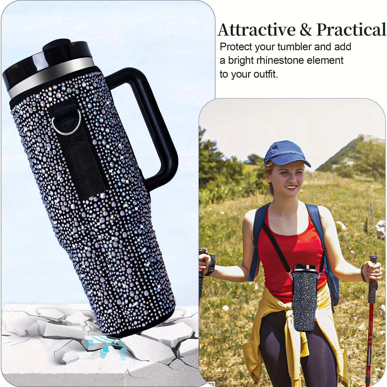 40oz Diamond-Encrusted Cup Sleeve,Stanley Rhinestone Cup Holder,Insulated Bottle Cover, Diving Material Water Bottle Bag