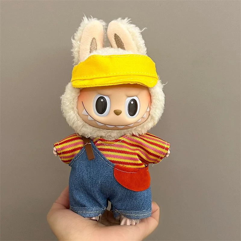 For 15/17cm Labubu V1 V2 Doll Clothing Fashion Hoodie and Pants Set Korean Idol Trendy DIY Doll Clothing Accessories Toy Gift