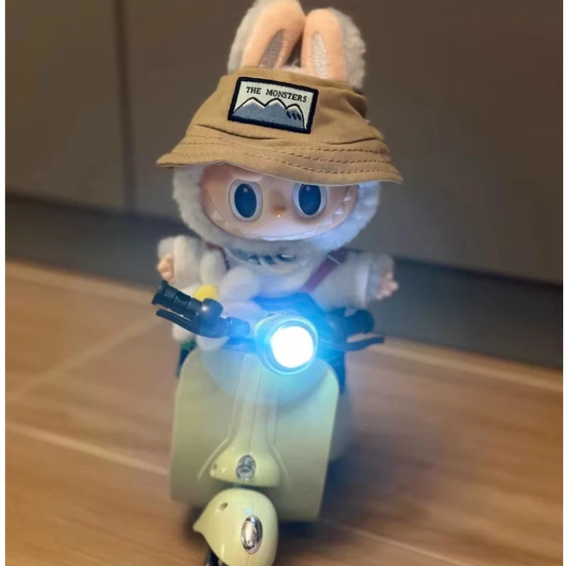 Mini Electric Motorcycle Retro Dazzling Spin Children's Toy for Labubu Toy Motor for Doll Cotton Doll Pet Toys  Birthday Gift