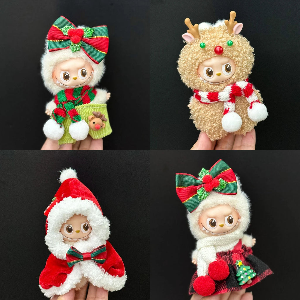 For Labubu Clothes: Christmas Deer Set (Red Festive Outfit) for V1/V2/V3/V4 - Labubu Pin For Love Outfit