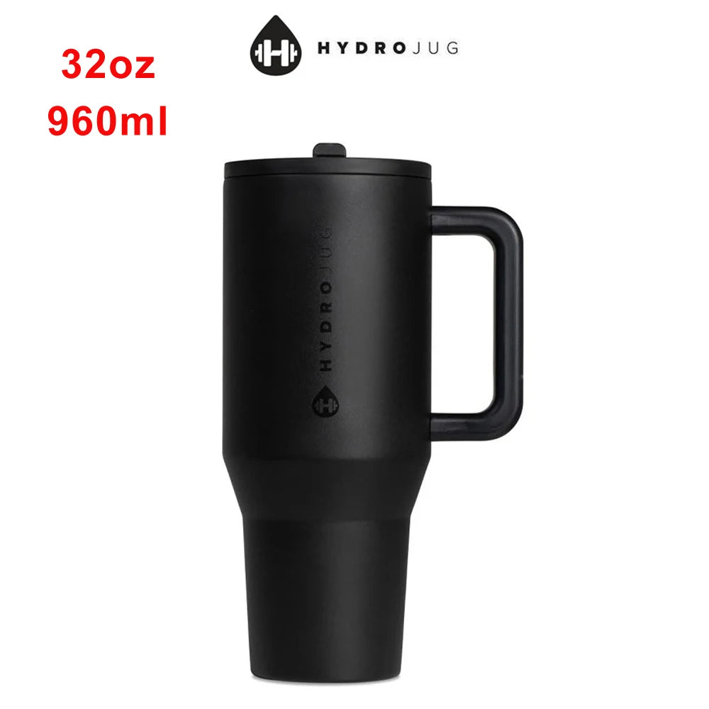 32 40 OZ Iced Coffee Cup Tumbler with Handle Traveler Straw Lid Stainless Steel Vacuum Insulated Car Mug Thermal Bottle Flask
