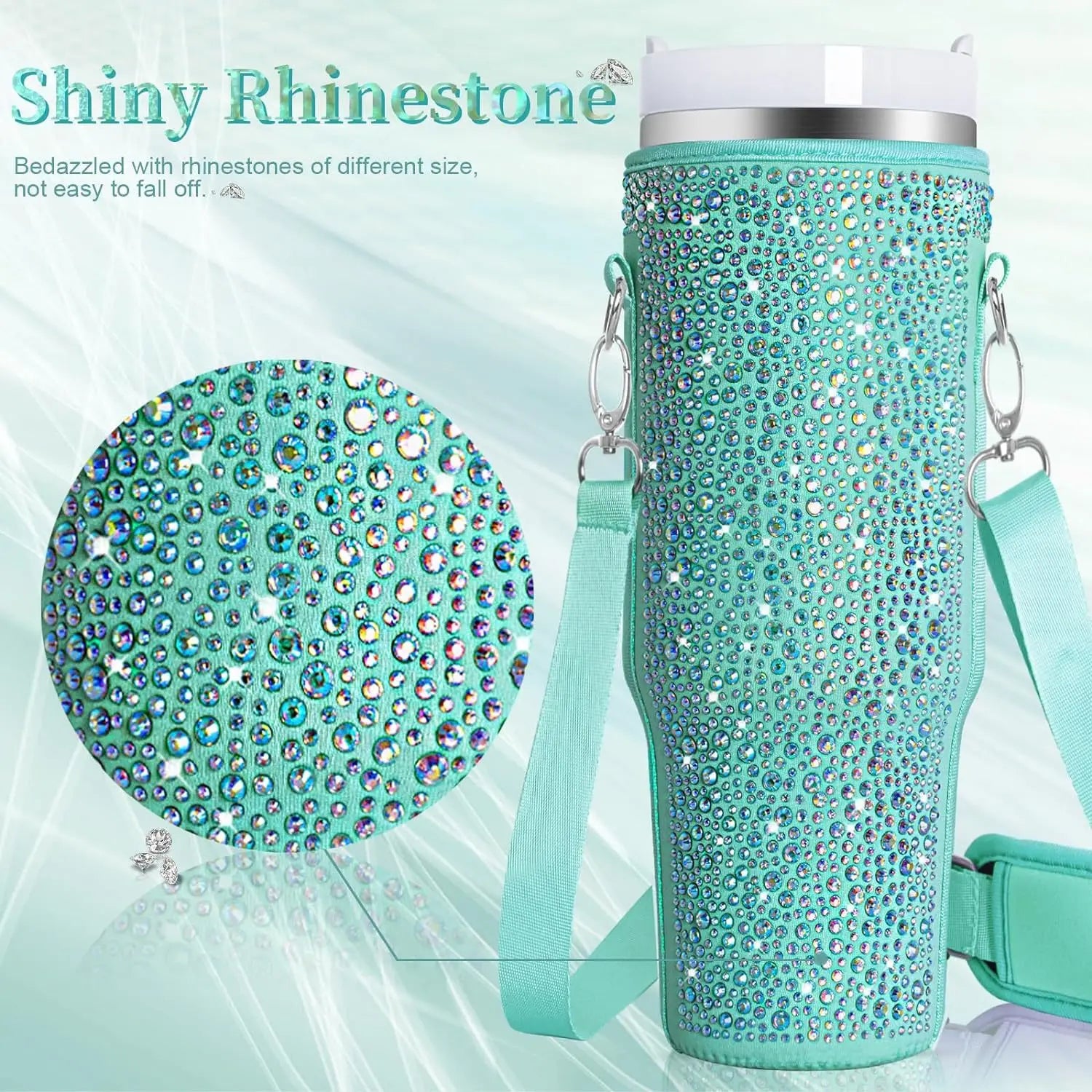 40oz Diamond-Encrusted Cup Sleeve,Stanley Rhinestone Cup Holder,Insulated Bottle Cover, Diving Material Water Bottle Bag