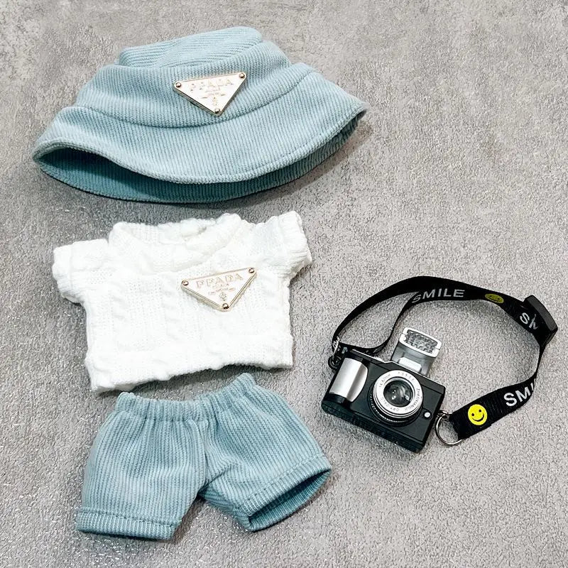 For Labubu first and second generation baby clothes labubu triangle sweater overalls hat set can be worn for sitting parties