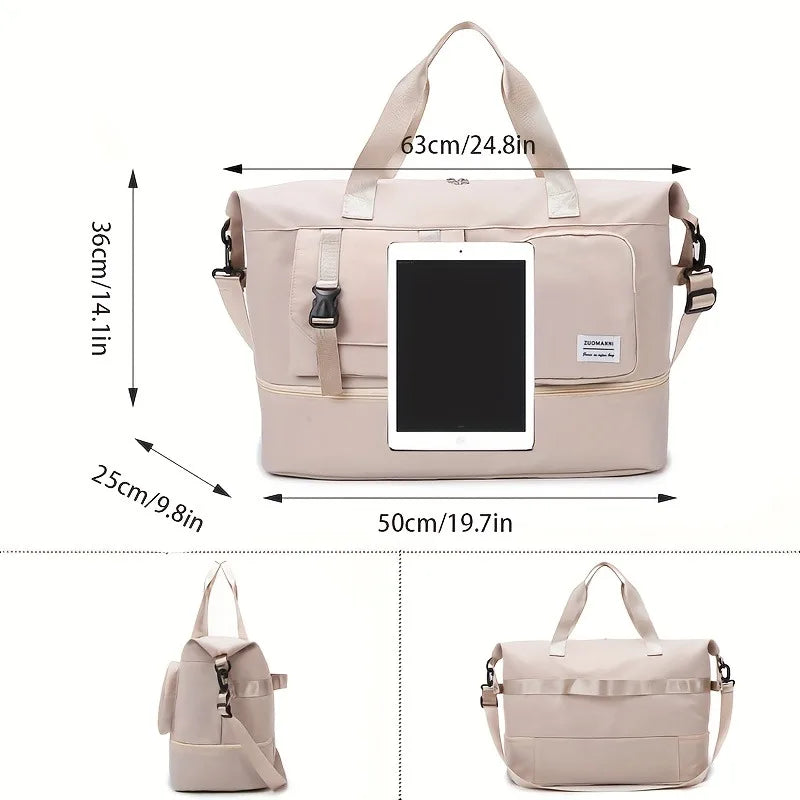 Large Capacity Multi-Functional Travel Duffel Bag & Gym Tote with Multiple Compartments, Durable Nylon Sports Bag