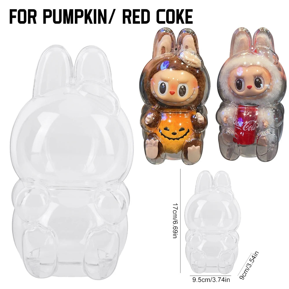 1PC Transparent Protective Cover For LABUBU Coca Cola Happy Factor  Dustproof Cover Storage Box Backpack Hanging Decor (No Doll)