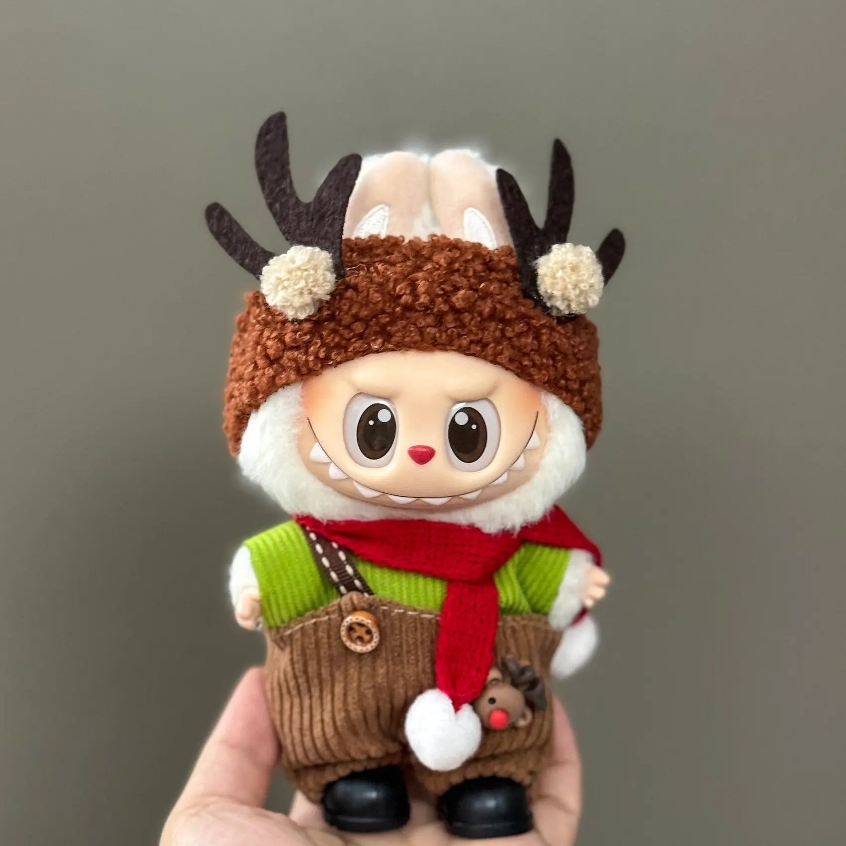 For Labubu Clothes: Christmas Deer Set (Red Festive Outfit) for V1/V2/V3 - Labubu Outfit Holiday Gift Christmas Set