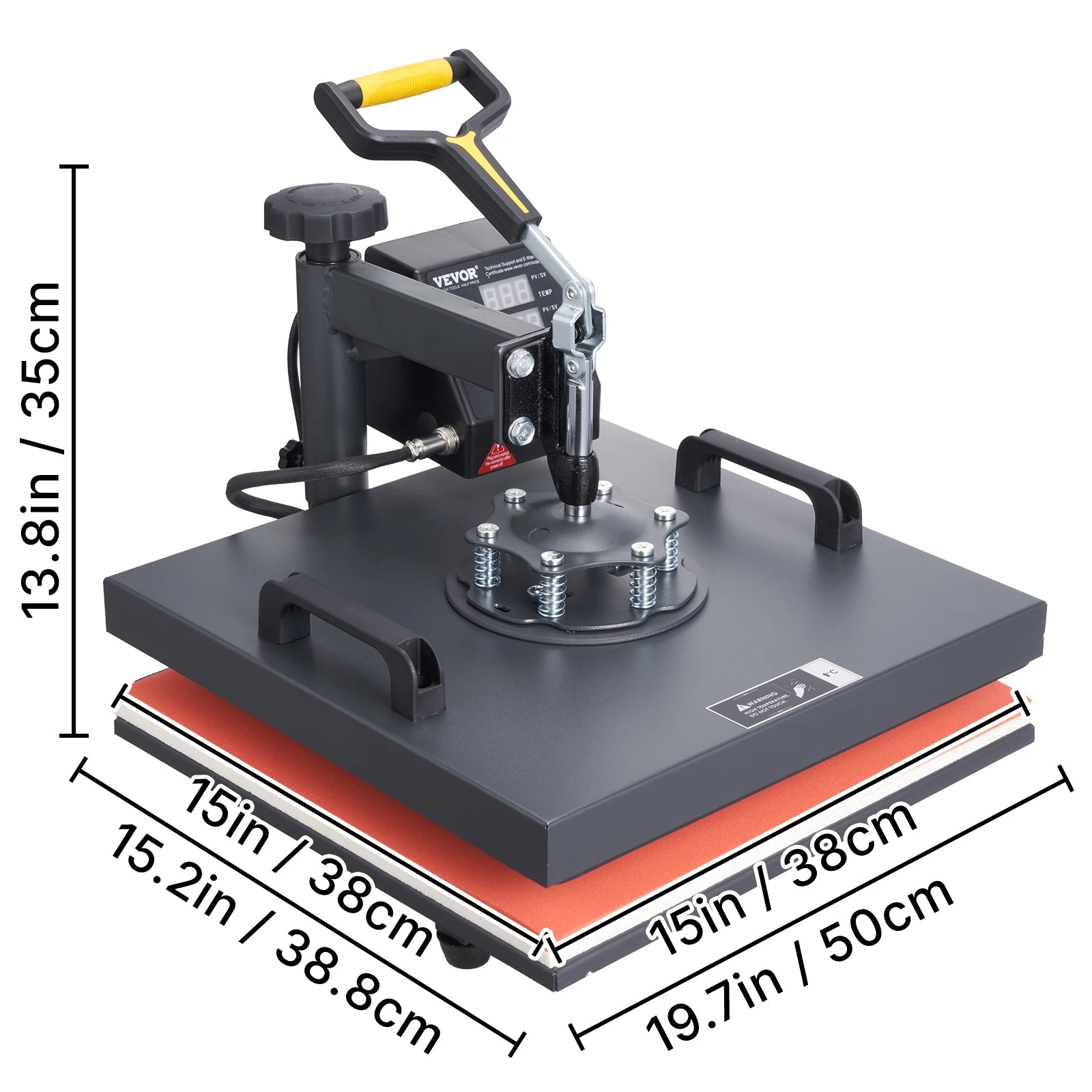 SucceBuy 2In1 Heat Press Machine 38*38CM Multifunctional 360° Swing-Away Digital Sublimation Printer Transfer DIY T-shirt Cap