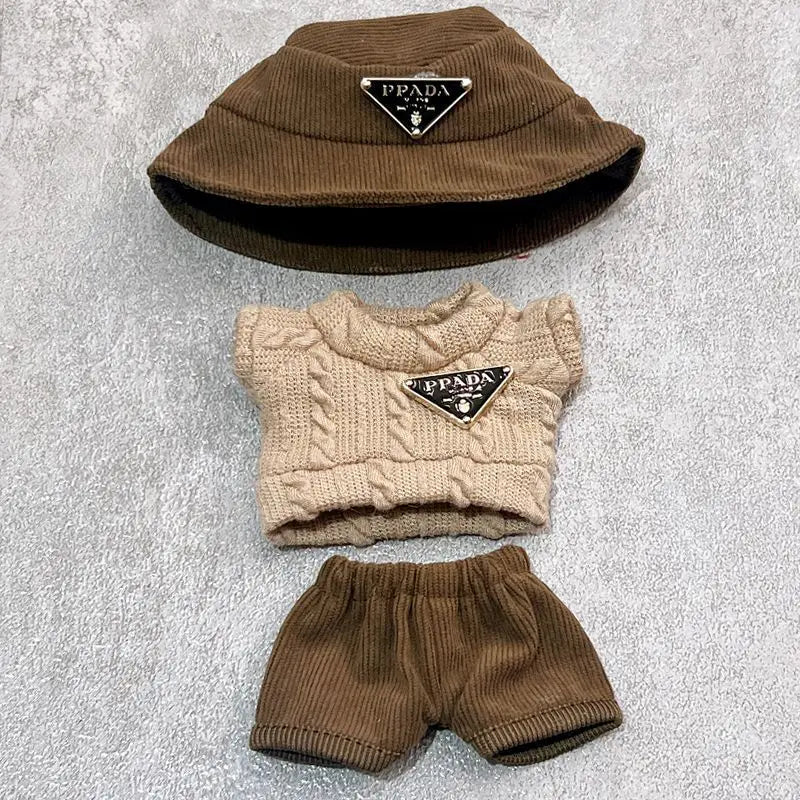 For Labubu first and second generation baby clothes labubu triangle sweater overalls hat set can be worn for sitting parties