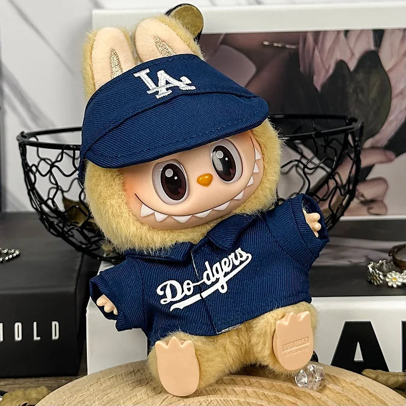 For 17cm Labubu Clothing Set Baseball jersey Catcher gloves Baseball bat Hat V1 V2 V3 Labubu Clothes Doll Accessories Toys