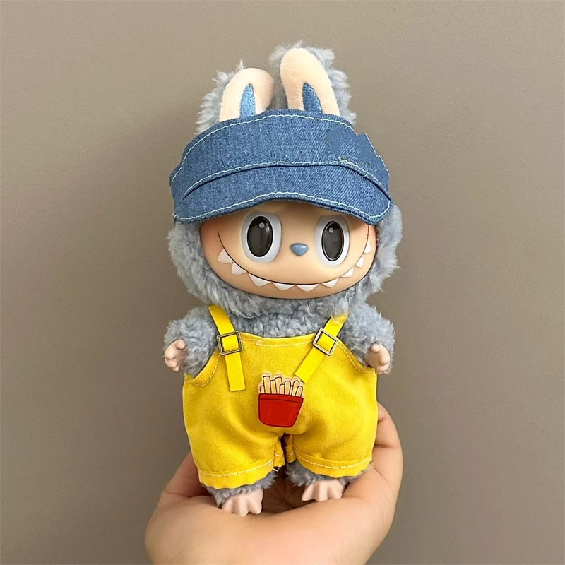 For 15/17cm Labubu V1 V2 Doll Clothing Fashion Hoodie and Pants Set Korean Idol Trendy DIY Doll Clothing Accessories Toy Gift