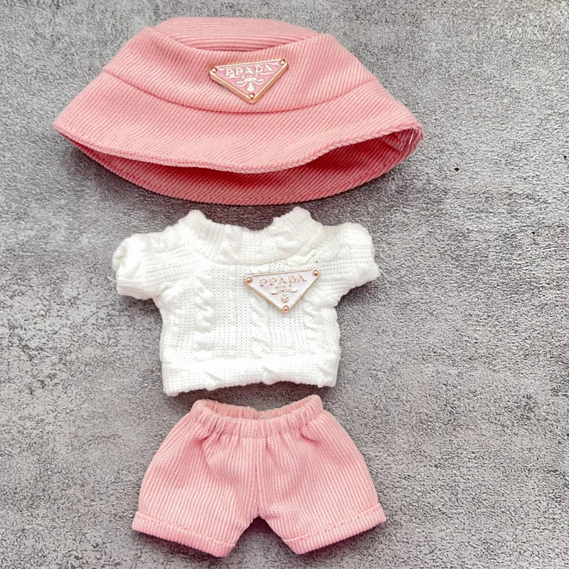 For Labubu first and second generation baby clothes labubu triangle sweater overalls hat set can be worn for sitting parties