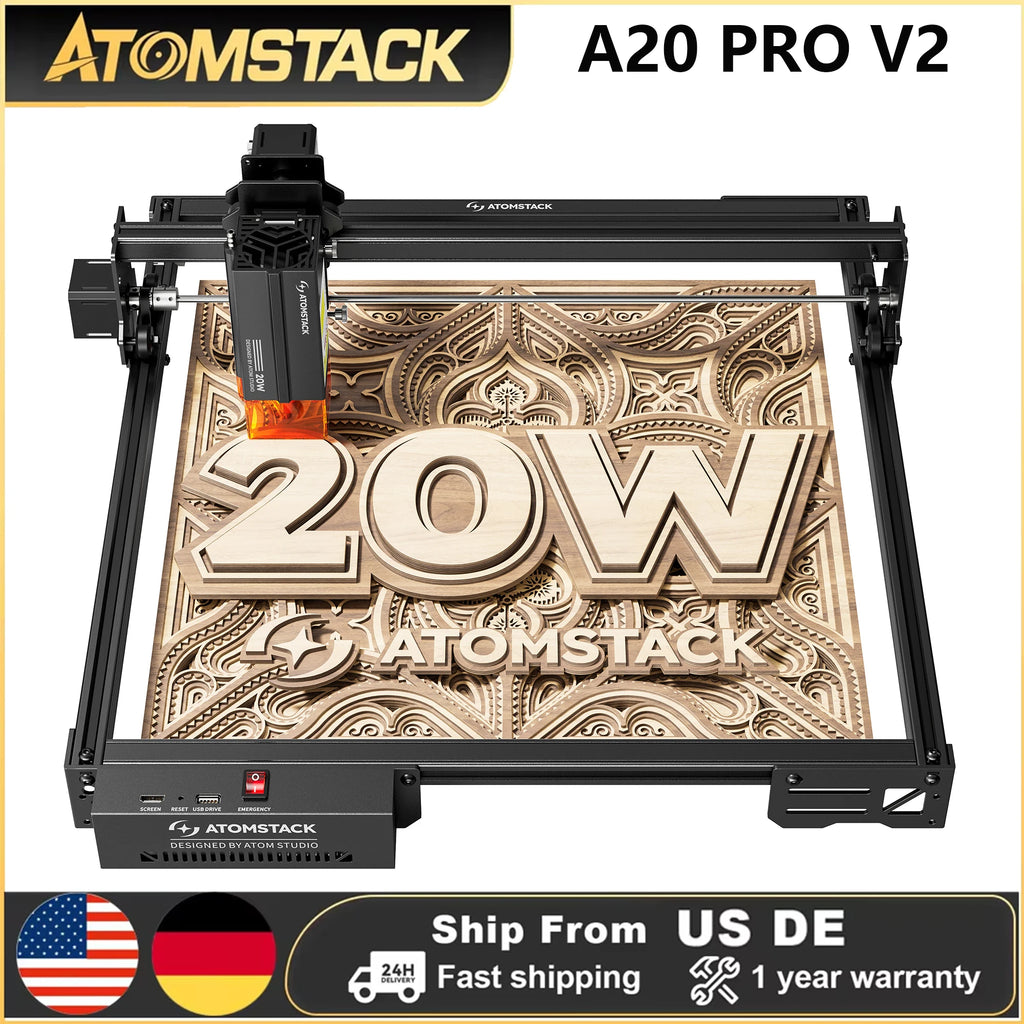Atomstack A20 Pro V2 Laser Engraver machine Machine 20W Quad-Laser  Cutter Metal Arcylic Wood Glass 400*365mm