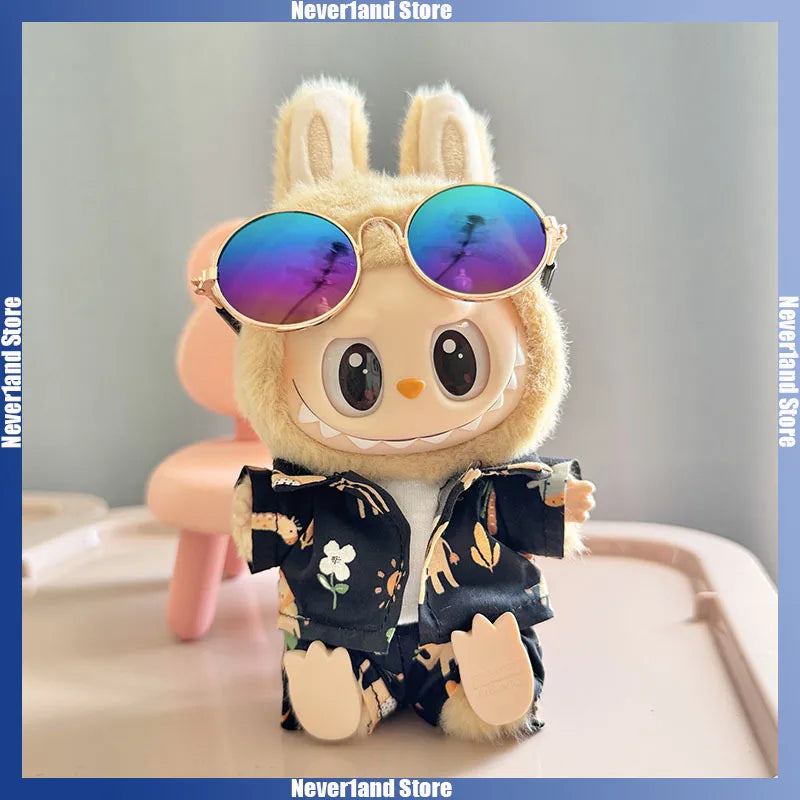Labubu Doll Clothes Beach Resort Style Overalls Labubu Idol V1 V2 Dolls Clothing Accessories 15/17cm Plush Doll Universal