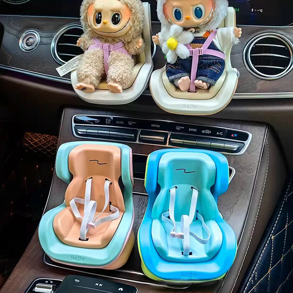 For Labubu Car Seat Second Generation Sitting Party Safety Seat Air Outlet Accessories Car dollar storage Gift for Labubu Fan
