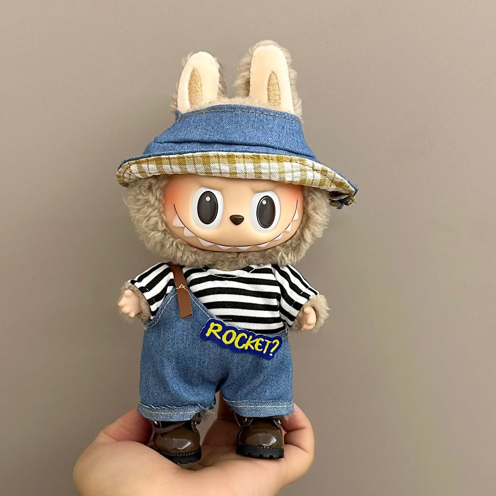 For 17cm Labubu Doll clothes Street Trend Style Set Labubu V1V2 Mini DIY doll outfit fashion boy clothing shoes accessories