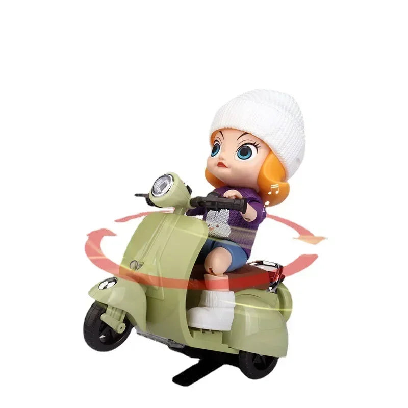 Mini Electric Motorcycle Retro Dazzling Spin Children's Toy for Labubu Toy Motor for Doll Cotton Doll Pet Toys  Birthday Gift