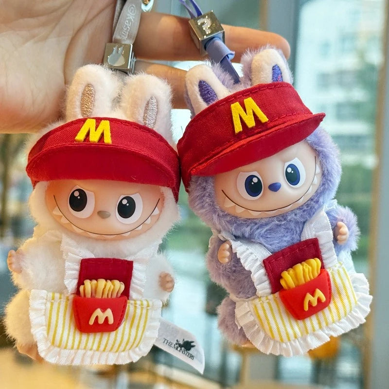 For 10cm Mini Labubu Clothing Set Restaurant Workwear 4.0 Labubu Clothes outfit Headwear Bib Doll Accessories Toys Gifts