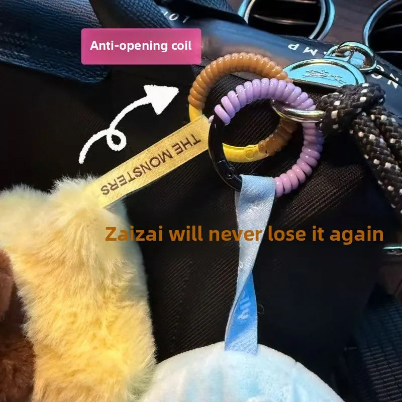 Labubu Anti Drop Buckle Silicone Rope Keychain Protection Ring Colorful Winding Fixed Anti Drop