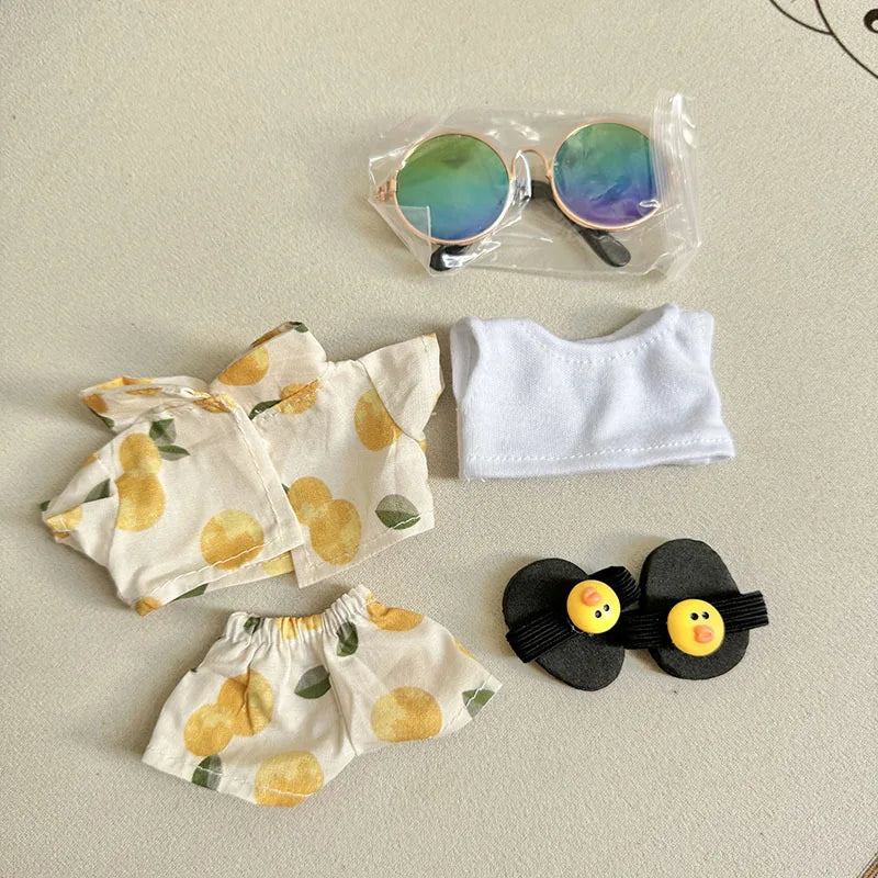 Labubu Doll Clothes Beach Resort Style Overalls Labubu Idol V1 V2 Dolls Clothing Accessories 15/17cm Plush Doll Universal
