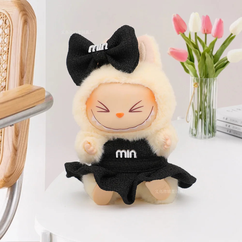 Mini Labubu Clothes Luxury Dress Bow Strap Pants Set 3.0 Labubu clothing outfit Glasses Shoes Doll Accessories For 15/17cm