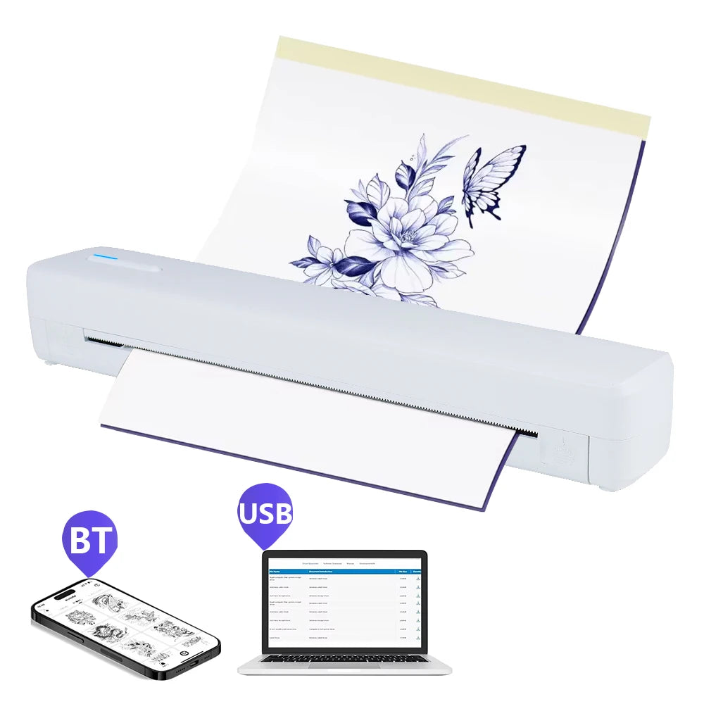 C80 Wireless Tattoo Stencil Printer,Portable A4 Thermal Printer Kit for Tattoo Artists,Compatible with Phone,iPad & PC